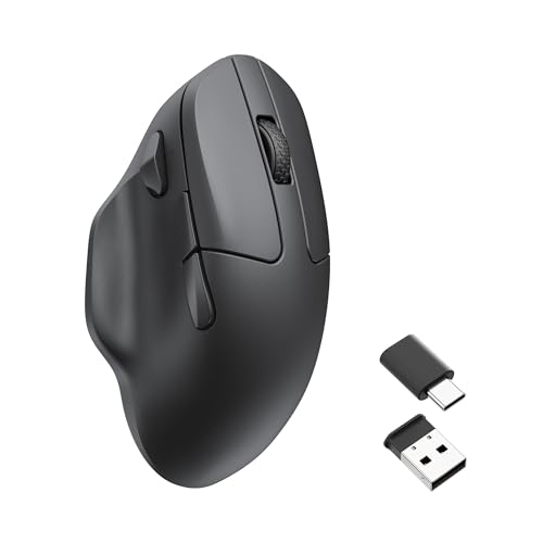 Keychron M7 Kabellose Optische Maus, 2.4G/Bluetooth/Kabelgebunden Ergonomisches Design Leichtgewicht 63g Anpassung Makrotaste (Schwarz) von Keychron