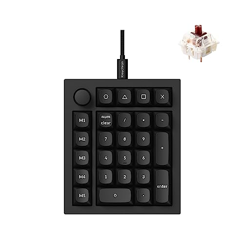 Keychron Q0 Plus Nummernblock aus Aluminium, programmierbares QMK/VIA Makro mit Hot-Swap-fähigem Gateron G Pro brauner Schalter, kompatibel mit Mac Windows Linux (schwarz) von Keychron