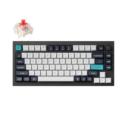 Keychron Q1 Max QMK/VIA Kabellose Mechanische Tastatur, Vollmetall, Programmierbarer Knopf, 2.4 GHz/Bluetooth/Kabelgebundene Tastatur mit Hot-Swappable, Carbon Black, Gateron Jupiter Red von Keychron