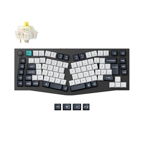 Keychron Q10 Max Alice 75% deutsches DE-ISO-Layout, benutzerdefinierte drahtlose mechanische Tastatur mit Drehknopf, QMK/VIA programmierbar, 2,4 GHz/Bluetooth/verkabelt, Gateron-Banane-Schalter von Keychron