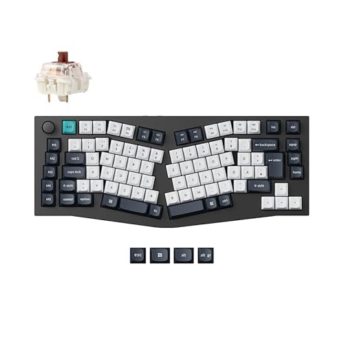 Keychron Q10 Max Alice 75% deutsches DE-ISO-Layout, benutzerdefinierte drahtlose mechanische Tastatur mit Drehknopf, QMK/VIA programmierbar, 2,4 GHz/Bluetooth/verkabelt, Gateron-Braun-Schalter von Keychron