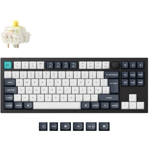 Keychron Q3 Max Kabellose mechanische Tastatur, QMK/VIA Programmierbare Vollmetalltastatur Deutsches DE-ISO TKL Layout Bluetooth/Kabelgebunden RGB mit Hot-swap-fähigem Gateron Jupiter Banana Schalter von Keychron