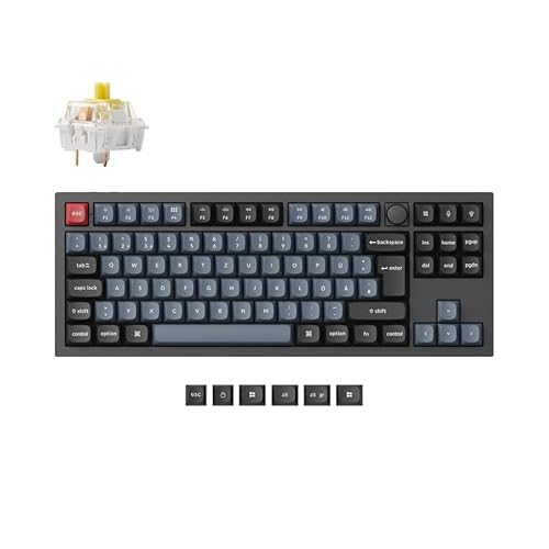 Keychron Q3 Pro Kabellose mechanische Tastatur, QMK/VIA Programmierbare Vollmetalltastatur Deutsches DE-ISO TKL Layout Bluetooth/Kabelgebunden RGB mit Hot-swap-fähigem Keychron K Pro Bananenschalter von Keychron