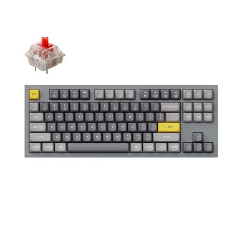 Keychron Q3 QMK Benutzerdefinierte mechanische Tastatur RGB Hintergrundbeleuchtung Doppelauslöser PBT Tastaturen mit Drehknopf, Gateron G Pro Schalter Rot von Keychron