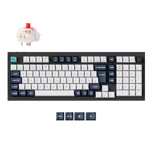 Keychron Q5 Max Kabellose individuelle mechanische Tastatur, 2,4 GHz Bluetooth QMK/VIA Vollaluminium Deutsch DE ISO 96% Layout RGB mit Hot-Swap-fähigem Gateron rot-Schalter von Keychron