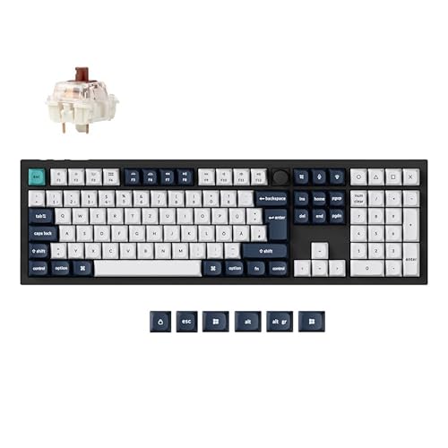 Keychron Q6 Max QMK/VIA 2,4 GHz/Bluetooth Kabellose mechanische Tastatur, deutsche DE-ISO Full Size programmierbare Knöpfe RGB Hintergrundbeleuchtung Hot-Swappable Gateron Braun Schalter von Keychron