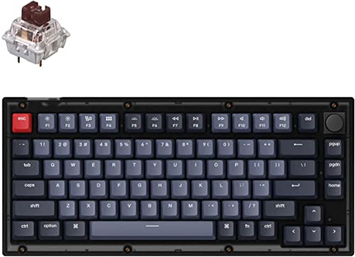 Keychron V1 Kundenspezifische mechanische Hot-Swap-Tastatur, 75% QMK/VIA Layout-Knopf programmierbare RGB-Hintergrundbeleuchtung, Gateron G Pro Schalter - Schwarz matt von Keychron