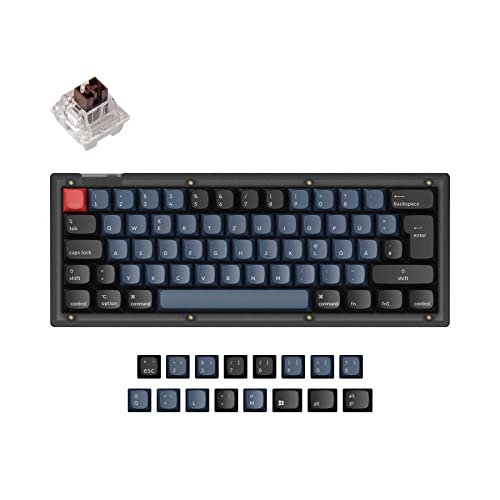 Keychron V4 Kabelgebundene benutzerdefinierte mechanische Tastatur, 60% deutsches DE-ISO-Layout QMK/VIA programmierbares Makro mit Hot-Swap-fähigem Keychron K Pro Braun-Schalter (Mattschwarz) von Keychron
