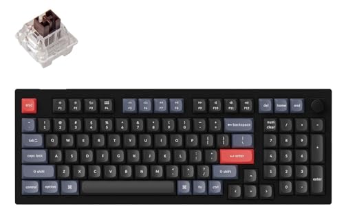 Keychron V5 QMK/VIA Mechanische Tastatur mit knob, Hot-Swappable, 96% Layout, Custom Programmable Macro, 1000 Hz, Keychron K Pro Brown Switch, Hintergrundbeleuchtung RGB, PBT Keycaps für Mac Windows von Keychron