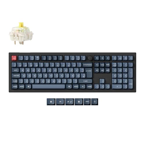 Keychron V6 Max Kabellose individuelle mechanische Tastatur, 2,4 GHz Bluetooth QMK/VIA, volle Größe, deutsches DE ISO-Layout, RGB mit Hot-Swap-fähigem Gateron BananenSchalter von Keychron