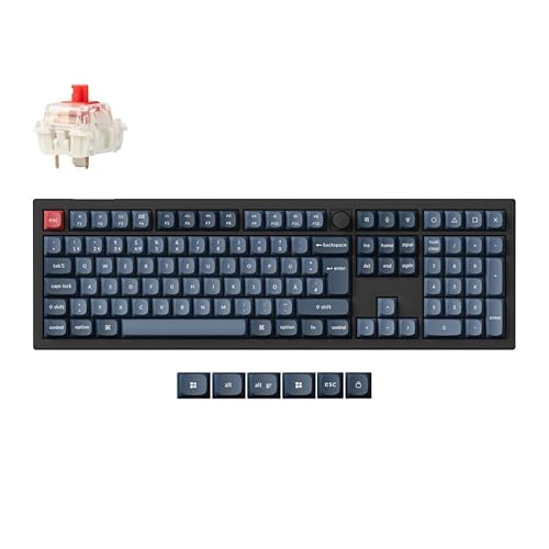 Keychron V6 Max Kabellose individuelle mechanische Tastatur, 2,4 GHz Bluetooth QMK/VIA, volle Größe, deutsches DE ISO-Layout, RGB mit Hot-Swap-fähigem Gateron rot-Schalter von Keychron