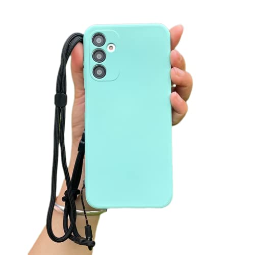 Keyihan Hülle für Samsung Galaxy A14 4G/5G Case, Weiche Silikon Schutzhülle mit Band Schnur, Handyhülle mit Mikrofaser-Futter, Dünnes Slim Design Case Schutzschale, Stoßfest, Minzgrün von Keyihan