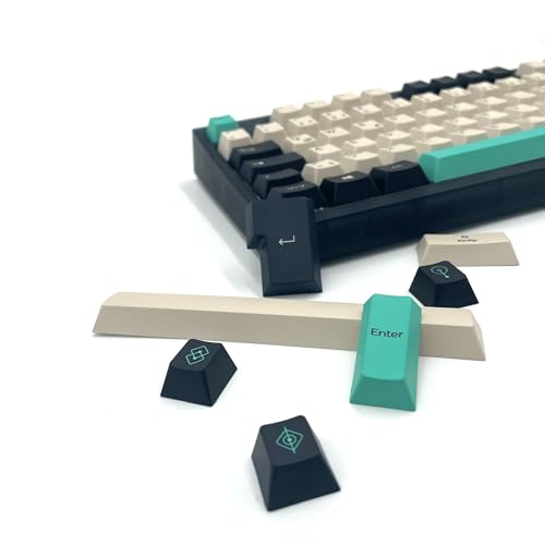 Keyoo Keyboards Nebula Two Keycaps – ISO/ANSI-DE Layout | PBT Dye-Sub | Hochwertige Keycaps für mechanische Tastaturen (Cherry MX) – Petrol/Schwarz/Milky White von Keyoo