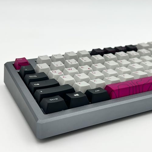 Keyoo Keyboards Ridge Keycaps – ISO/ANSI-DE Layout | PBT Dye-Sub | Hochwertige Keycaps für mechanische Tastaturen (Cherry MX) – Weiß/Schwarz/Lila von Keyoo