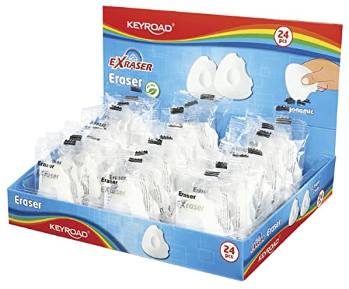 KEYROAD Radiergummi EXRASER/Radierer für Bleistift und Buntstift/ 24 Stücke - verpackt im Display/Mischung aus Farben/Ideal für Schule und Büro von Keyroad