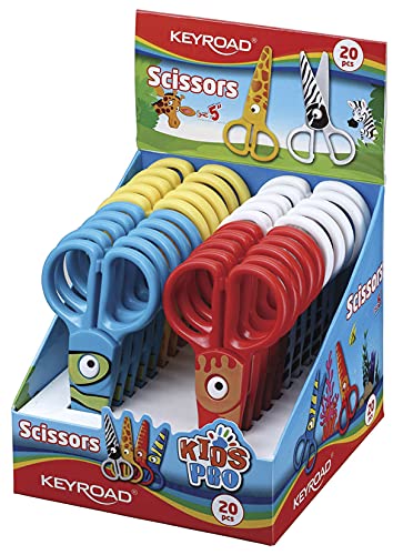 KEYROAD Schulschere mit Sperre/Kinderschere 12 cm/Pack 20 Stück - lose verpackt im Display/mit Einem Extrem Weichen Griff/Zeichnen sich durch extrem haltbaren Griff von Keyroad