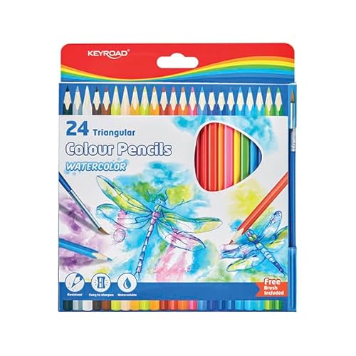 Keyroad Aquarellstifte Buntstifte mit Pinsel / 24 Stück - 24er Pack/Mischfarben/Erwachsene und Kinder/Farbstifte Keyroad Aquarellstifte Buntstifte mit Pinsel / 24 Stück - 24er Pack/Mischfarben/Erwachsene und Kinder/Farbstifte von Keyroad