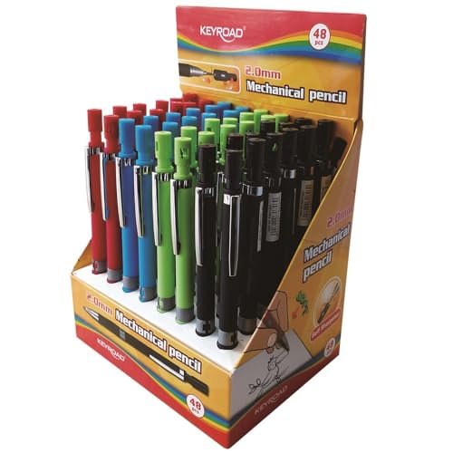 Keyroad Automatischer Bleistift Soft Touch, Druckbleistift 2,0mm, 48 Stück/Schulsachen, Farbmix von Keyroad