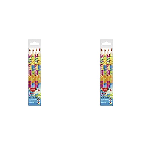 Keyroad JUMBO Regenbogen Buntstifte Dreikantform - 4 Stück/Weicher Graphit/Mischfarben/Erwachsene und Kinder/Loch zum Aufhängen, multi, KR972103 (Packung mit 2) von Keyroad