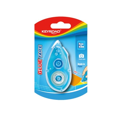 Keyroad Klebeband, Permanent Klebemäuse, Kleberoller 8mmx5m, Blisterpackung Kleber Schule/ 1 Stück von Keyroad