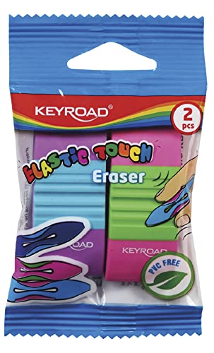 Keyroad Radiergummi - ELASTIC TOUCH/Radierer für Bleistift und Buntstift/ 2 Stück/Mischung aus Farben/Ideal für Schule und Büro von Keyroad