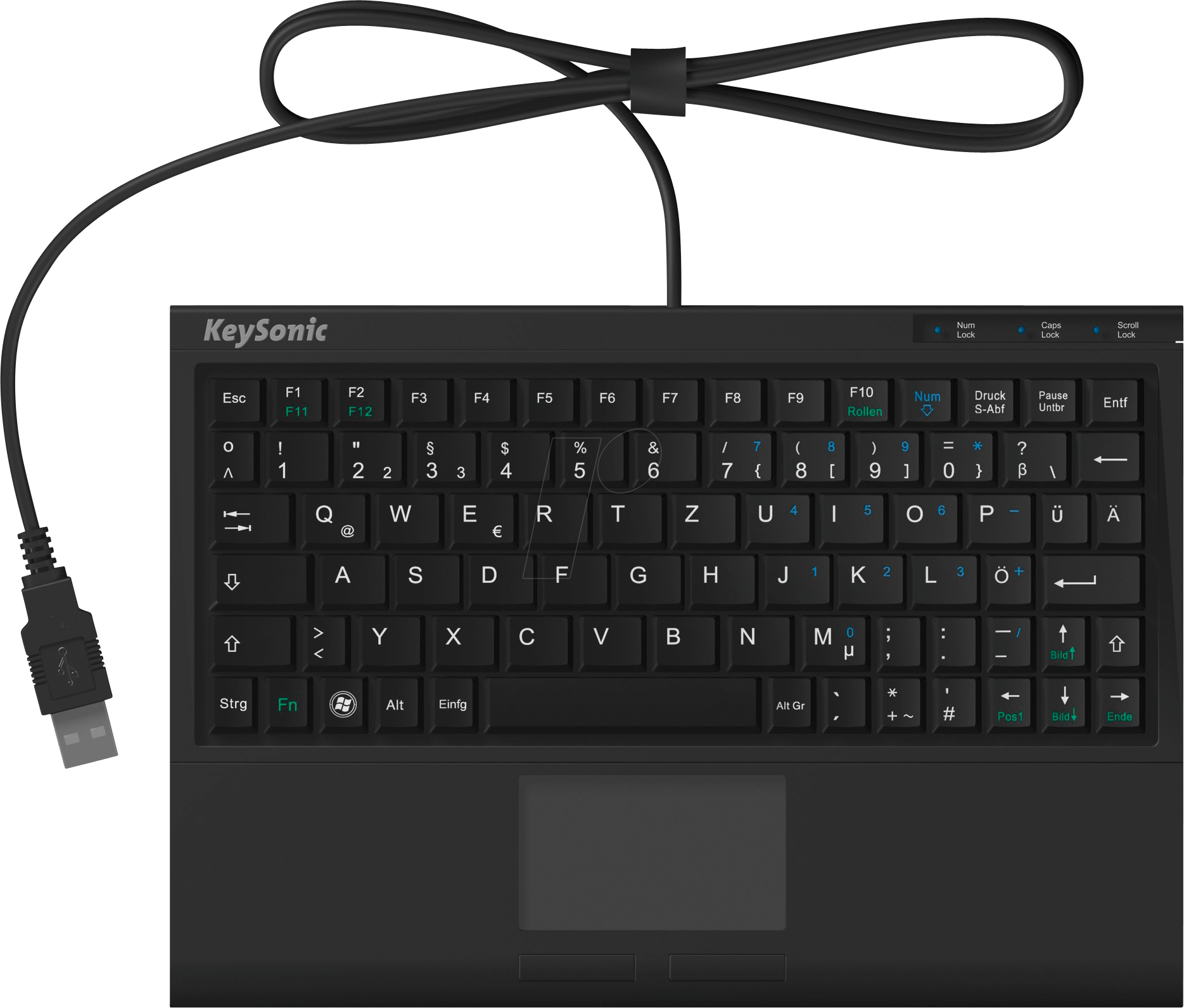 KEYSON ACK3410 - Tastatur, USB, schwarz, mini von Keysonic