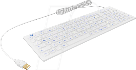 KEYSONIC 60886 - Tastatur, USB, Hygiene, weiß von Keysonic