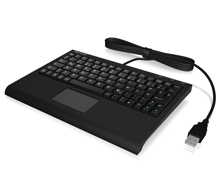 KeySonic ACK-3410 USB-Tastatur (DE) Kompakt-Mini-Tastatur mit integriertem Smart-Touchpad, SoftSkin Beschichtung, Leiser Tastenanschlag von Keysonic