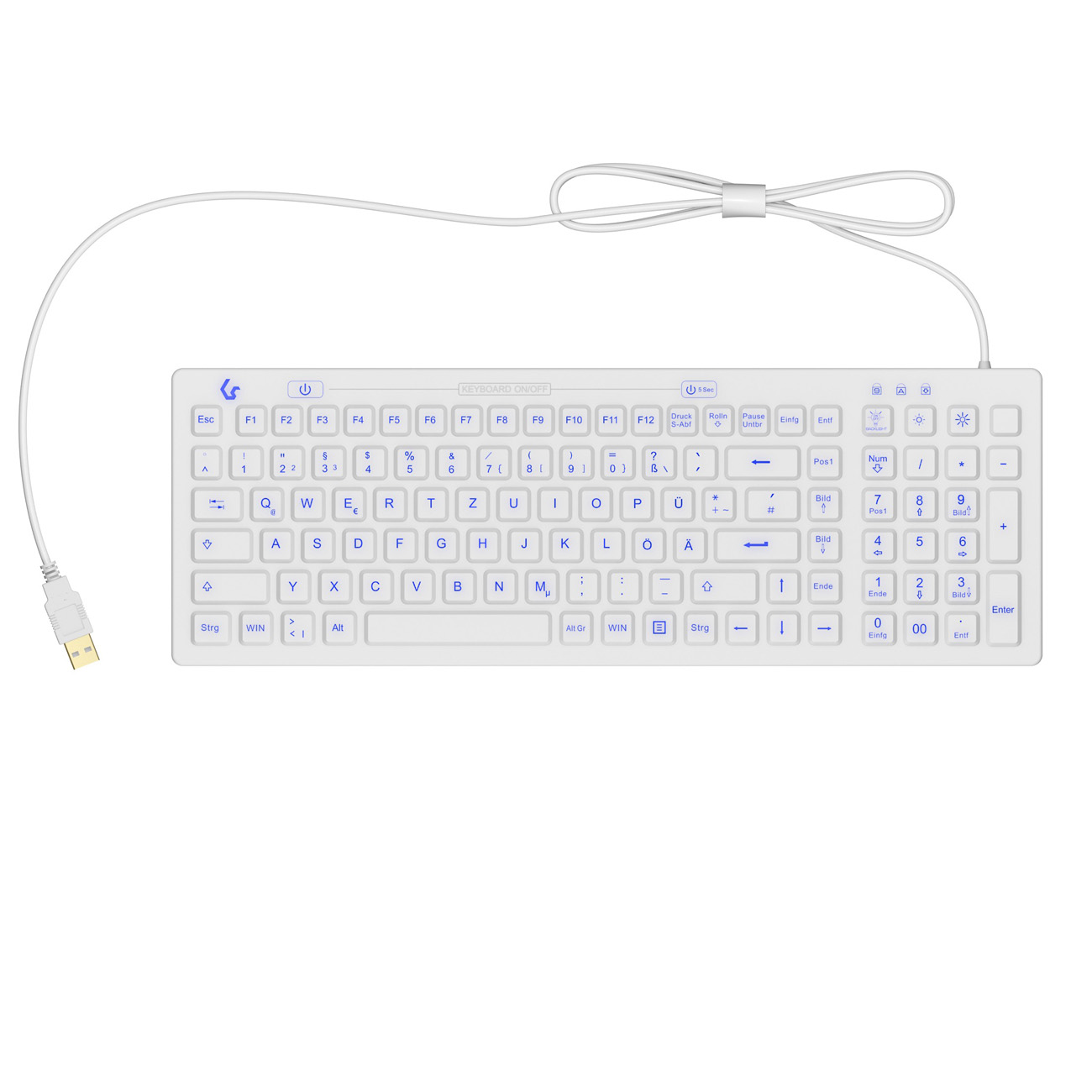 KeySonic TAS KSK-6031INEL-WH Corded (DE) IP68 Backlight weiß KeySonic TAS KSK-6031INEL-WH Corded (DE) IP68 Backlight weiß von Keysonic