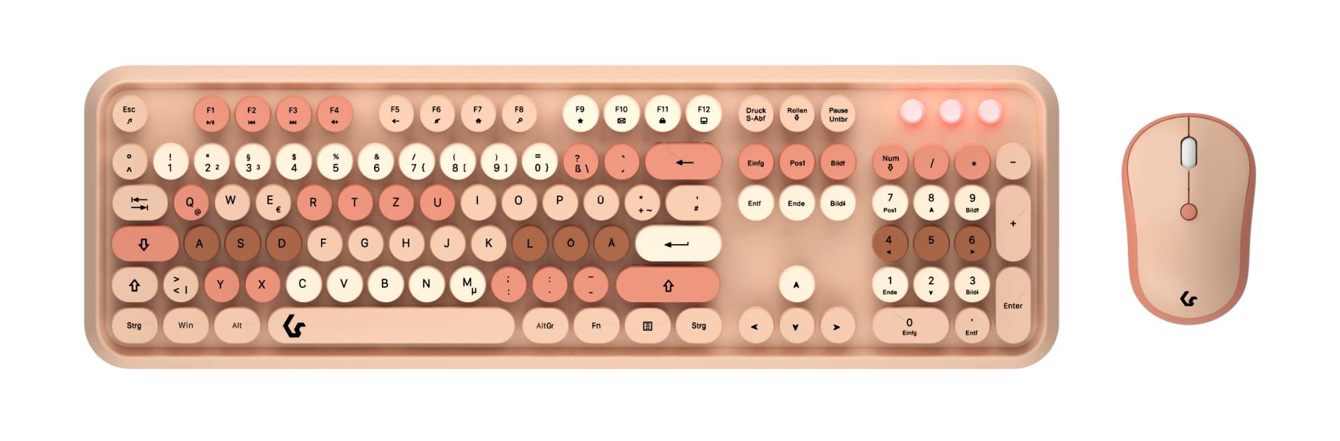 KeySonic KSKM-8200M-RF Maus-Tastatur-Set (DE) [Maus-Tastatur-Set, Full-Size Tastatur, runde Tasten, Mehrfarbig sand/cremefabig] von Keysonic