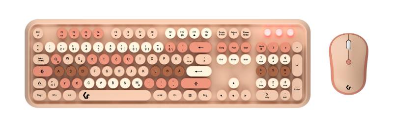 KeySonic KSKM-8200M-RF Maus-Tastatur-Set (DE) [Maus-Tastatur-Set, Full-Size Tastatur, runde Tasten, Mehrfarbig sand/cremefabig] von Keysonic