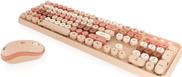 Maus-Tastatur-Set, Full-Size Tastatur, runde Tasten, Mehrfarbig sand/cremefabig (KSKM-8200M-RF (DE)) von Keysonic