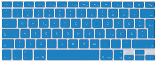 Deutsche QWERTZ ISO Silikon Abdeckung für MacBook, Air & Pro Tastatur, EU-Enter - BLAU von Keystickers