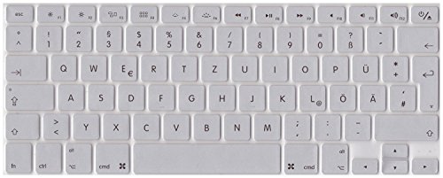 Deutsche QWERTZ ISO Silikon Abdeckung für MacBook, Air & Pro Tastatur, EU-Enter - Silber von Keystickers