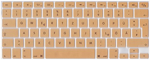 Deutsche QWERTZ ISO Silikon Abdeckung für MacBook, Air & Pro Tastatur, Wireless MAC-Tastatur, EU-Enter - Gold von Keystickers