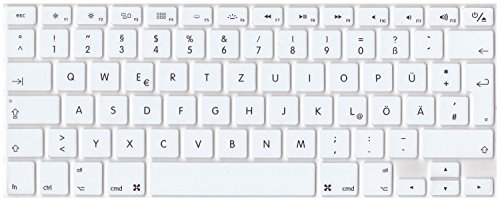 Deutsche QWERTZ ISO Silikon Abdeckung für MacBook, Air & Pro Tastatur, Wireless MAC-Tastatur, EU-Enter - WEIß von Keystickers