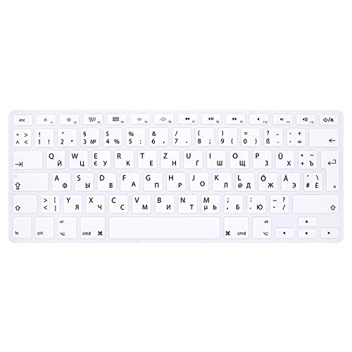 Russische/Deutsche Silikon Abdeckung für MacBook, Air- & Pro 13", 15", 17" Tastatur (bis Mitte 2016), Wireless-Tastatur, mit europäischer Enter-Taste | Russian/German Silicon Cover - Weiss von Keystickers