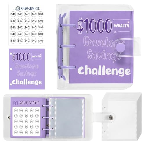 1000 Dollar Geldsparender Ordner, 25Pcs Spar Challenge Ordner, Binder Spar Challenge, Tragbarer Umschlag Challenge Ordner, Geldumschlägen Budget Binder Sparbuch Für Den Budgetplaner von Keyubria
