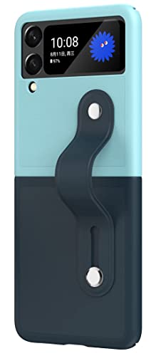 Keyyo Handy-Schutzhülle für Samsung Galaxy Z Flip 3, PC-Schutzhülle mit Handgelenkständer, Eisblau von Keyyo
