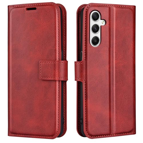 Flip Case für Samsung A35 Wallet PU Leder Magnetische Schutzhülle Handyhülle für Samsung Galaxy A35 A356E Folio Book Cover mit Ständer (Rot) von Kezaizhe