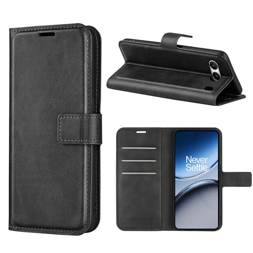 Kezaizhe Klapphülle für OnePlus Nord 4 Hüllen PU Leder Wallet Schutzhülle Schutz Mobiltelefon Flip Back Cover für One Plus Nord4 Tasche Handy Zubehör (Schwarz) von Kezaizhe