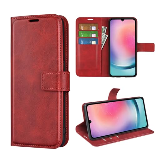 Kezaizhe Klapphülle für Samsung Galaxy A16 5G A166B 4G A165F Hüllen PU Leder Wallet Schutzhülle Schutz Mobiltelefon Flip Back Cover Tasche Handy Zubehör (Rot) von Kezaizhe