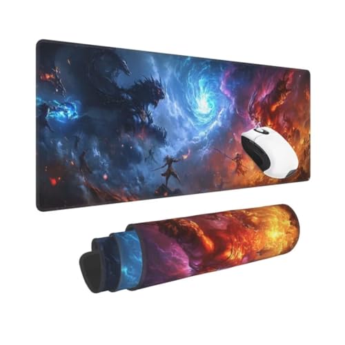 Gaming Mauspad XXL Abstrakt Großes Mousepad 1200 * 500mm rutschfeste Schreibtischunterlage Anime Mouse Pad mit Vernähte Kanten Verbessert Desk Mat Geschwindigkeit und Präzision für Gaming und Büro von Kggyele