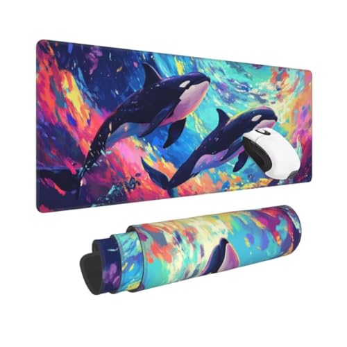 Gaming Mauspad XXL Orca Großes Mousepad 800 * 300mm rutschfeste Schreibtischunterlage Gemalt Mouse Pad mit Vernähte Kanten Verbessert Desk Mat Mauspad Groß Geschwindigkeit und Präzision für Gaming Gaming Mauspad XXL Orca Großes Mousepad 800 * 300mm rutschfeste Schreibtischunterlage Gemalt Mouse Pad mit Vernähte Kanten Verbessert Desk Mat Mauspad Groß Geschwindigkeit und Präzision für Gaming von Kggyele