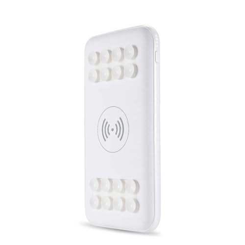 KhUkhu Kabelloses Ladegerät, Powerbank, 10.000 Mah, Tragbarer Externer Akku Mit Dual-USB Und Saugnapf, Kompatibel Mit iPhone XS/XR Und Allen Qi-Fähigen Geräten,Weiß von KhUkhu