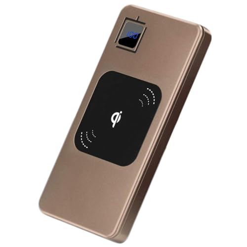 KhUkhu Kabelloses Ladegerät, Powerbank, Tragbarer Externer Akku Mit 10.000 Mah, QC 3.0-Anschlüssen Und LED-Anzeige, Kompatibel Mit Allen Qi-Fähigen Geräten,Messing KhUkhu Kabelloses Ladegerät, Powerbank, Tragbarer Externer Akku Mit 10.000 Mah, QC 3.0-Anschlüssen Und LED-Anzeige, Kompatibel Mit Allen Qi-Fähigen Geräten,Messing von KhUkhu