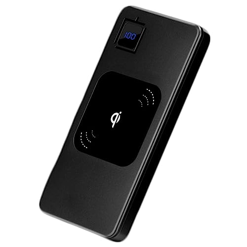 KhUkhu Kabelloses Ladegerät, Powerbank, Tragbarer Externer Akku Mit 10.000 Mah, QC 3.0-Anschlüssen Und LED-Anzeige, Kompatibel Mit Allen Qi-Fähigen Geräten,Schwarz KhUkhu Kabelloses Ladegerät, Powerbank, Tragbarer Externer Akku Mit 10.000 Mah, QC 3.0-Anschlüssen Und LED-Anzeige, Kompatibel Mit Allen Qi-Fähigen Geräten,Schwarz von KhUkhu