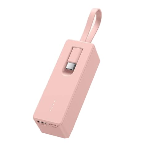 KhUkhu Mini-Powerbank, 6000 Mah, 45 W, Schnelles Aufladen, Externer Akku, Tragbare Ladebank Mit Kabel-Backup-Ladung Für Smartphones, Tablets Und Mehr,Rosa von KHUKHU