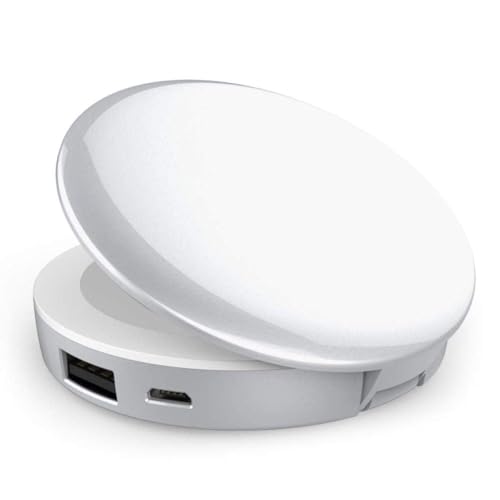 KhUkhu Power Bank Handheld Mini Runder LED-Spiegel 1X/3X Vergrößerung Beleuchteter, Tragbarer LED-Kompakt-Reise-Make-Up-Spiegel Zum Aufladen Von iPhones/Ipads/Android,Weiß KhUkhu Power Bank Handheld Mini Runder LED-Spiegel 1X/3X Vergrößerung Beleuchteter, Tragbarer LED-Kompakt-Reise-Make-Up-Spiegel Zum Aufladen Von iPhones/Ipads/Android,Weiß von KhUkhu