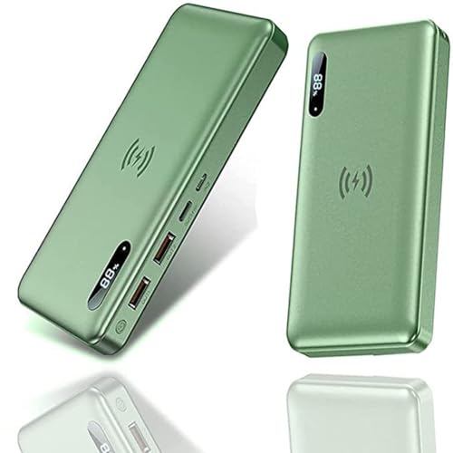 KhUkhu Tragbares Powerbank-Ladegerät, Kabelloses Tragbares Ladegerät, Powerbank, 50000 Mah, 15 W Schnelles Kabelloses Laden, 65 W Pd Typ-C-Schnellladefunktion, Qc 4.0-Telefonladegerät,Grün von KHUKHU